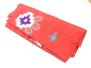 アンティーク　花模様織出し銘仙羽織洗い張り